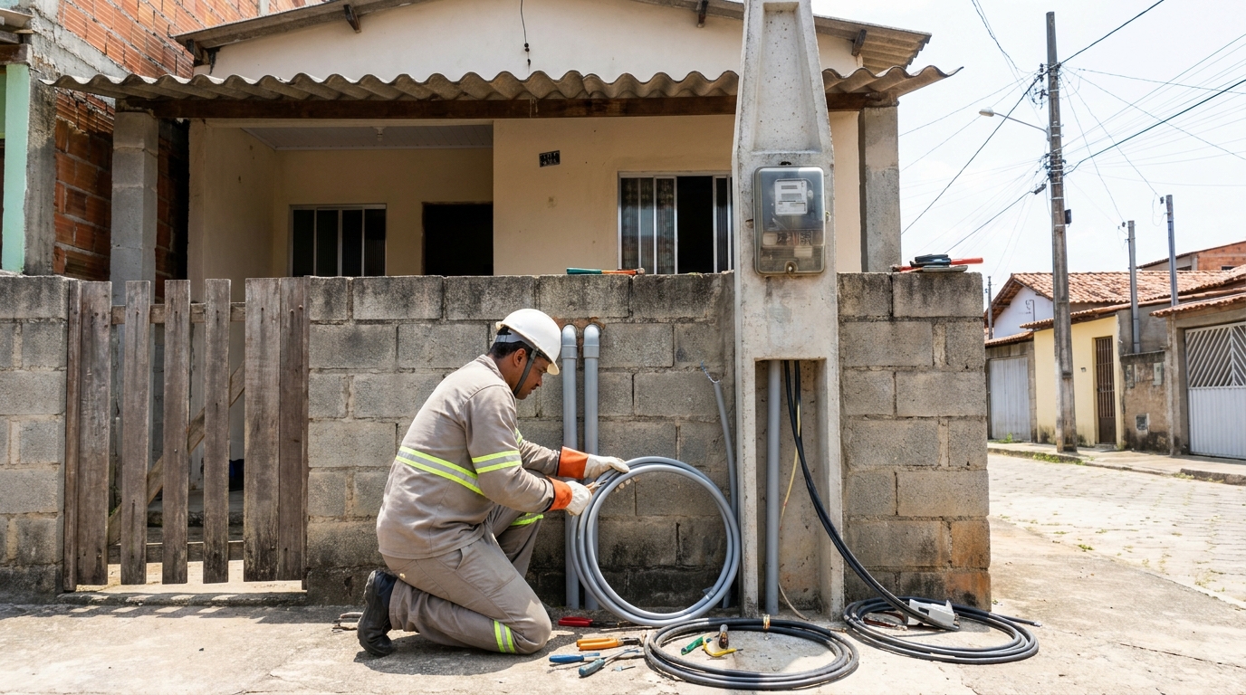 Instalação de Poste Padrão em Princesa, Praia Grande‑SP